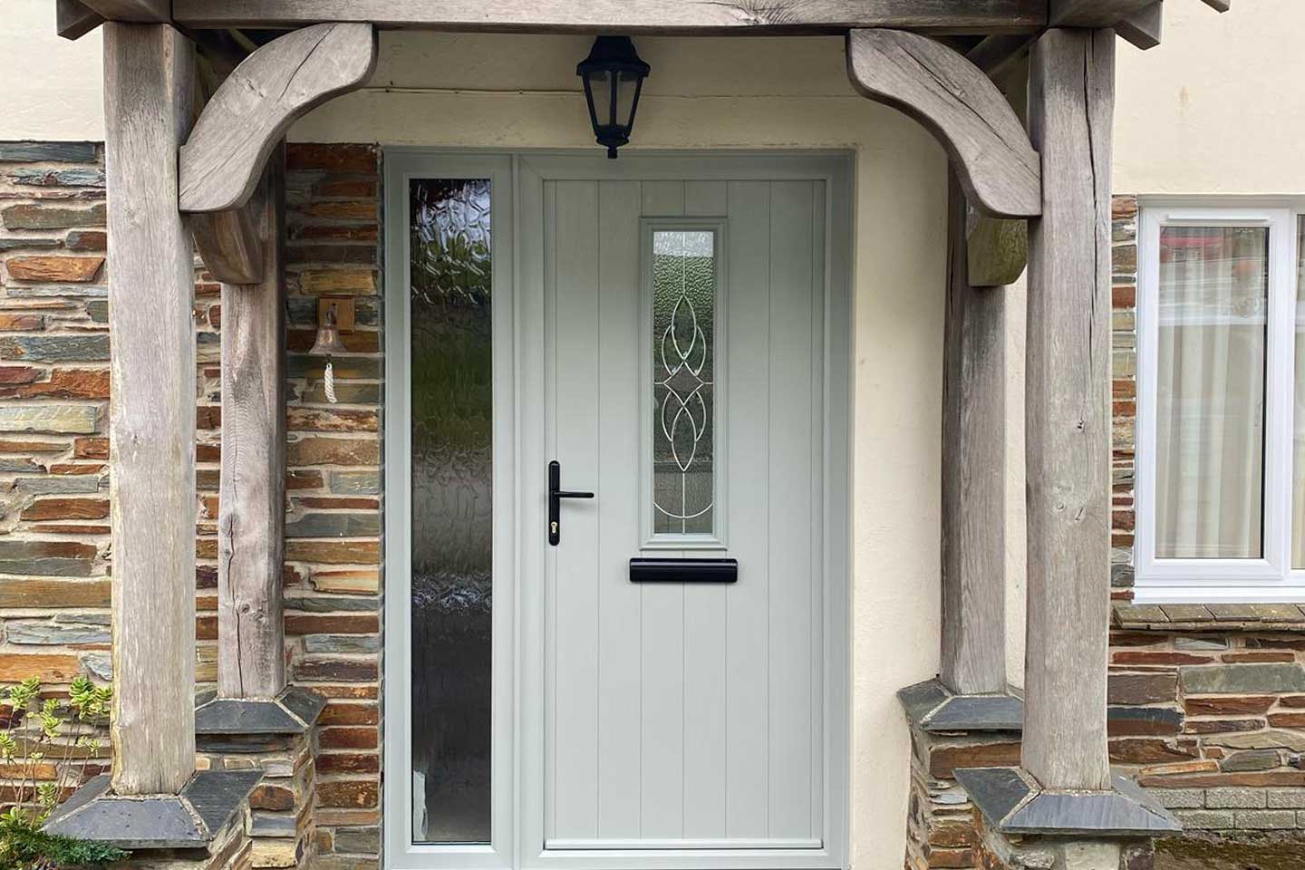 Grey coloured aluminium composite door