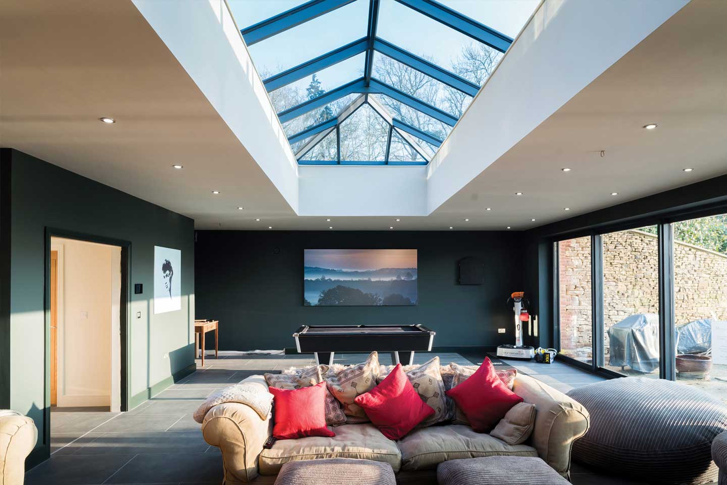 Lantern Roof System in a living room