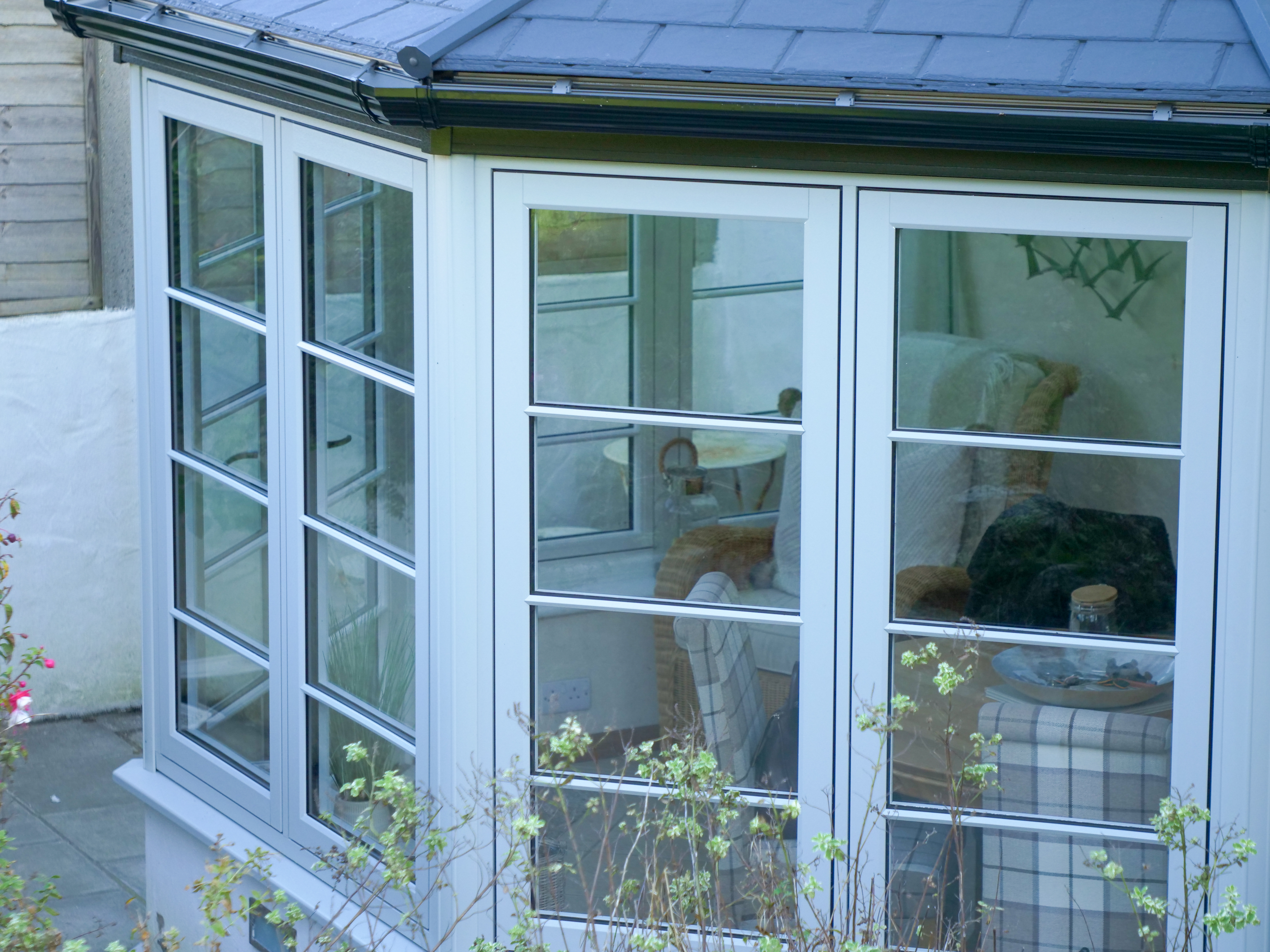 White framed conservatory windows