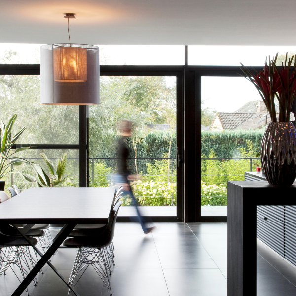 Aluminium Windows in open plan living area.