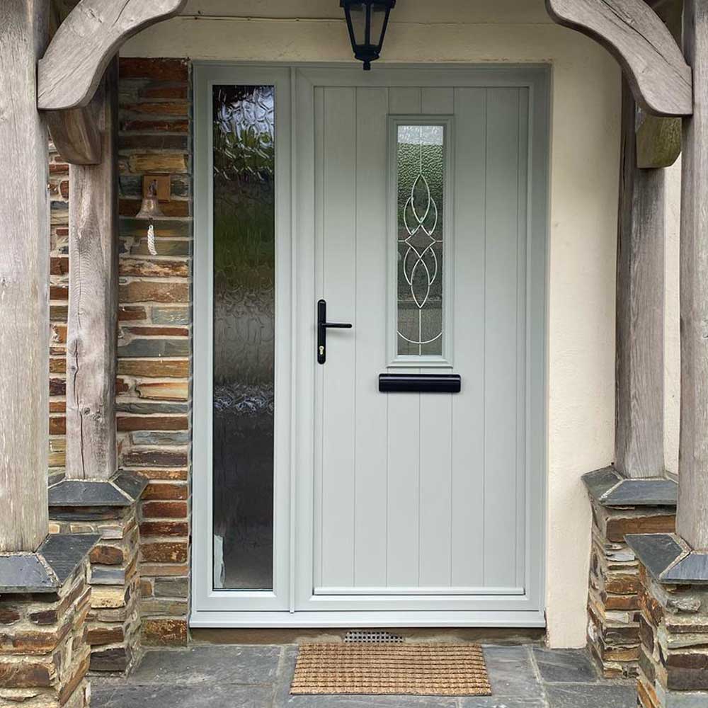 Light grey coloured fitted aluminium door