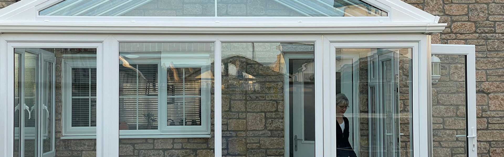 White framed aluminium conservatory