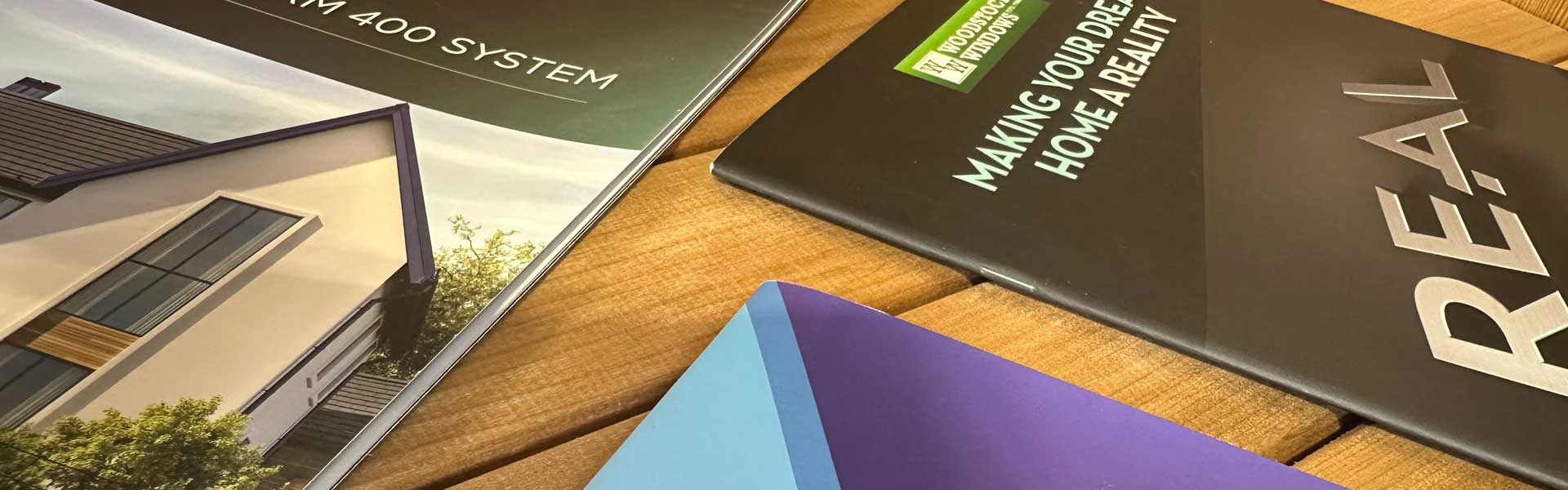 Brochures on display at Woodstock Windows showroom