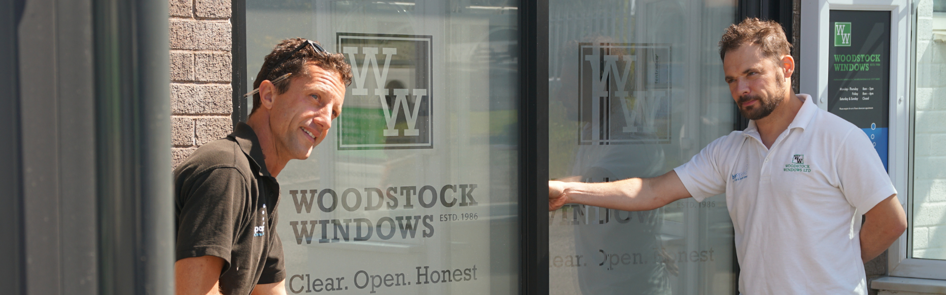 The Co-Directors outside the Woodstock Windows door