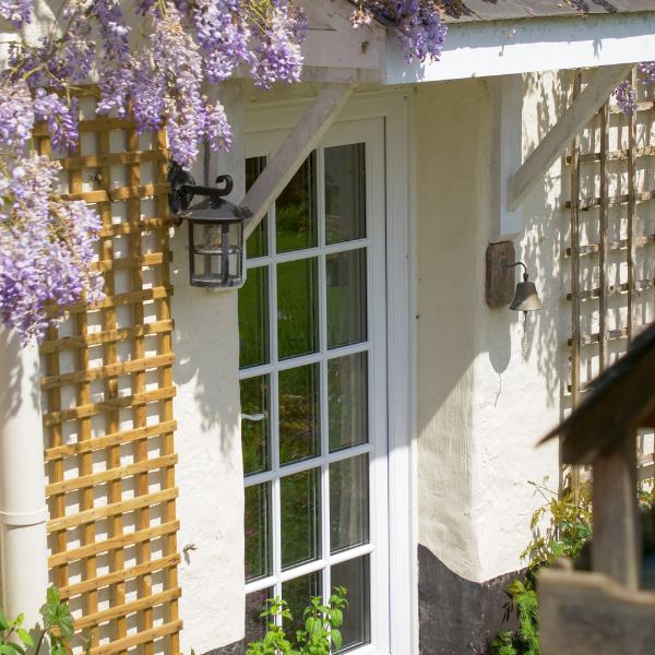 White uPVC Door with wisteria
