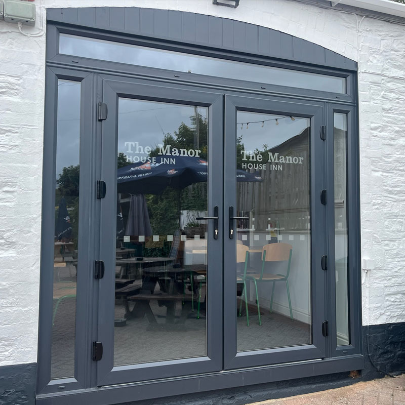 Dark grey coloured French Patio Doors
