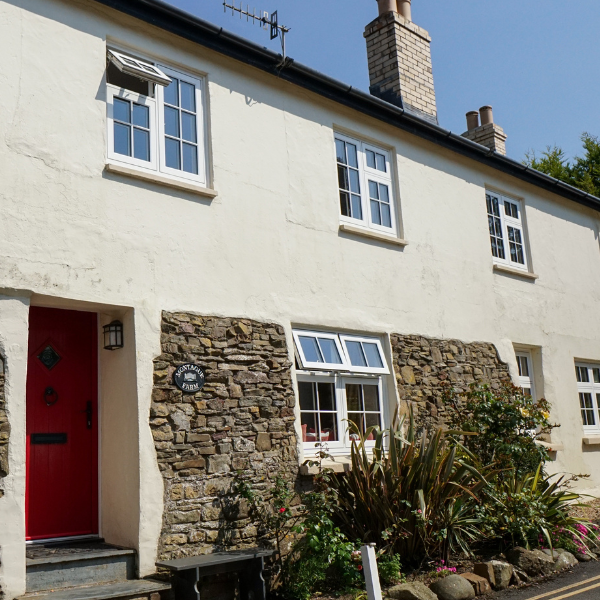 White windows in a cottage home