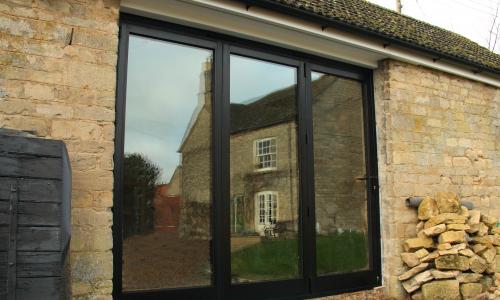 Brown french patio doors