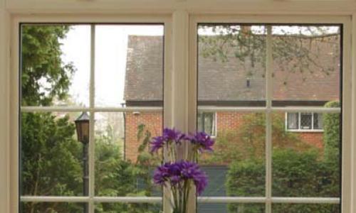 Interior window with white panes