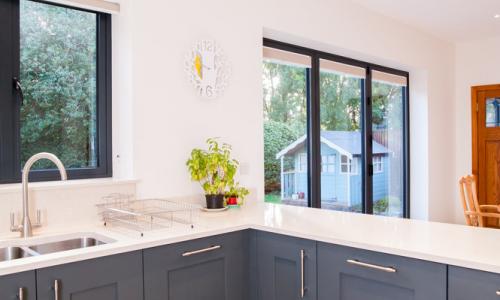 Kitchen with aluminium windows  in North Devon