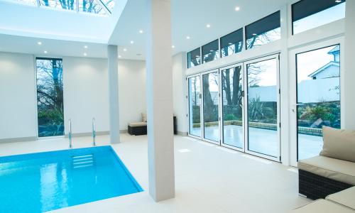 Bi fold doors for swimming pool