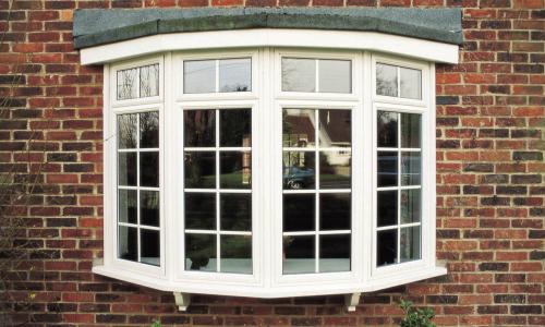 Bow window uPVC windows in white