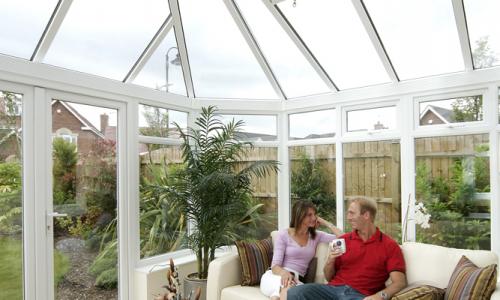 Inside high ceiling upvc conservatory