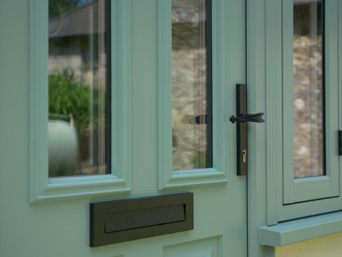 Door furniture at Pludd Cottage fitted by Woodstock Windows