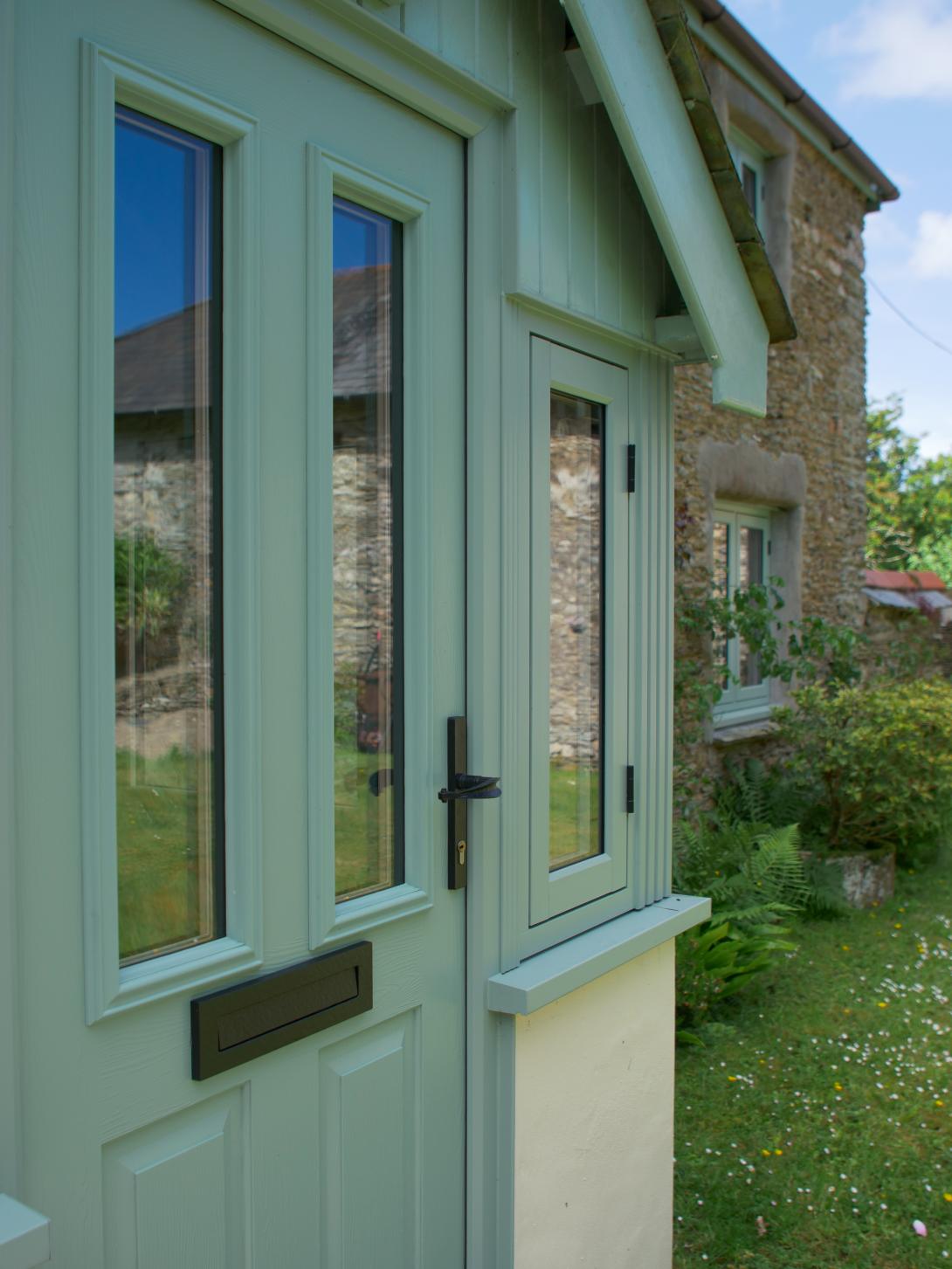 Door furniture at Pludd Cottage fitted by Woodstock Windows