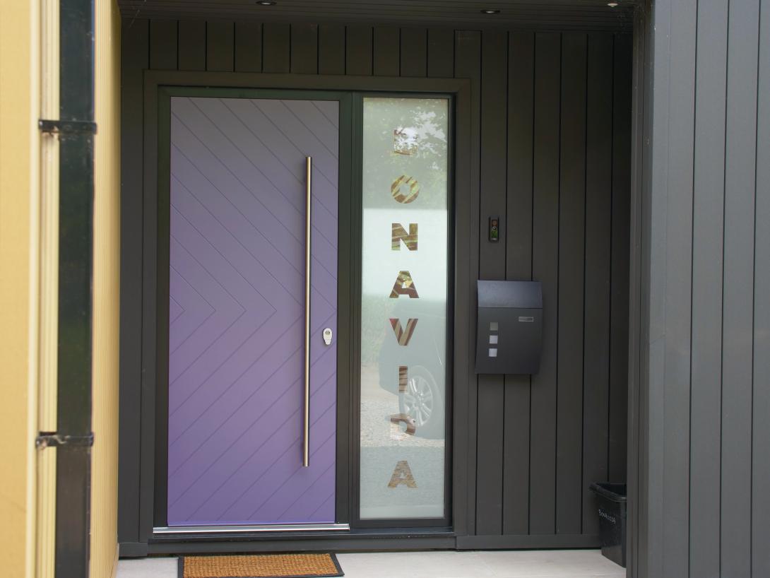 Purple coloured Smarts designer front door