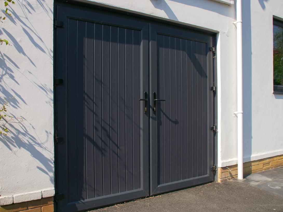 Grey coloured garage doors