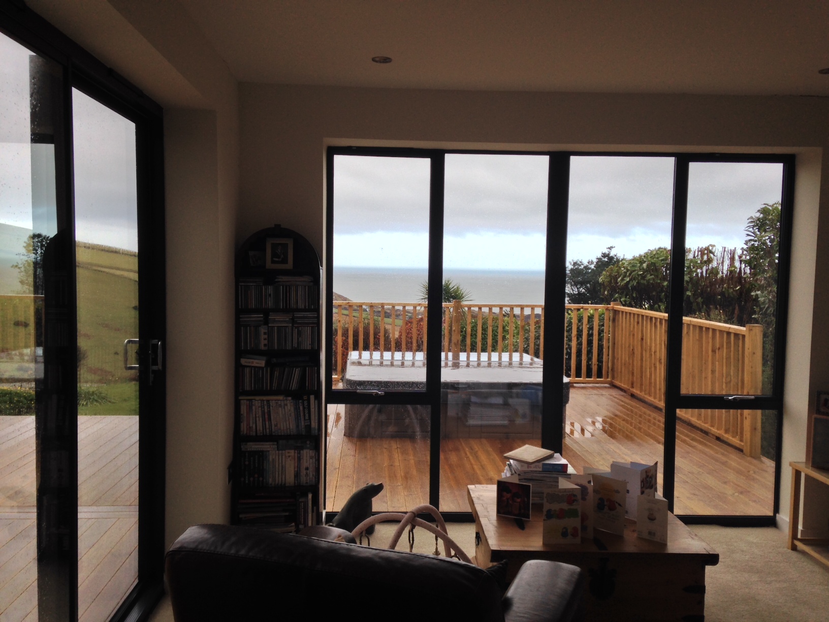 Woodstock Windows grey aluminium with a North Devon view